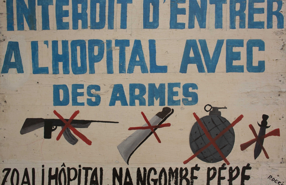 Le tableau à l'entrée de l'hôpital de Bossangoa en République centrafricaine